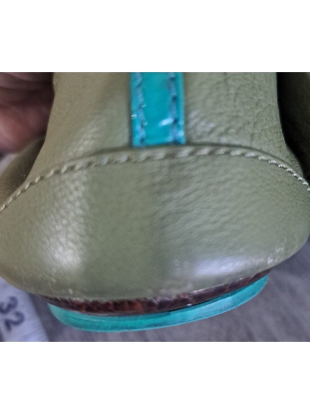 Tieks by Gavrieli Women’s 8 Olive Green Leather Foldable Ballet Flats Round Toe - Picture 12 of 14